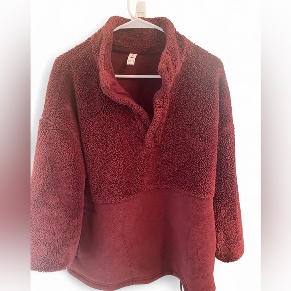 Women's Plush Burgundy Teddy Jacket - Picture 1 of 4